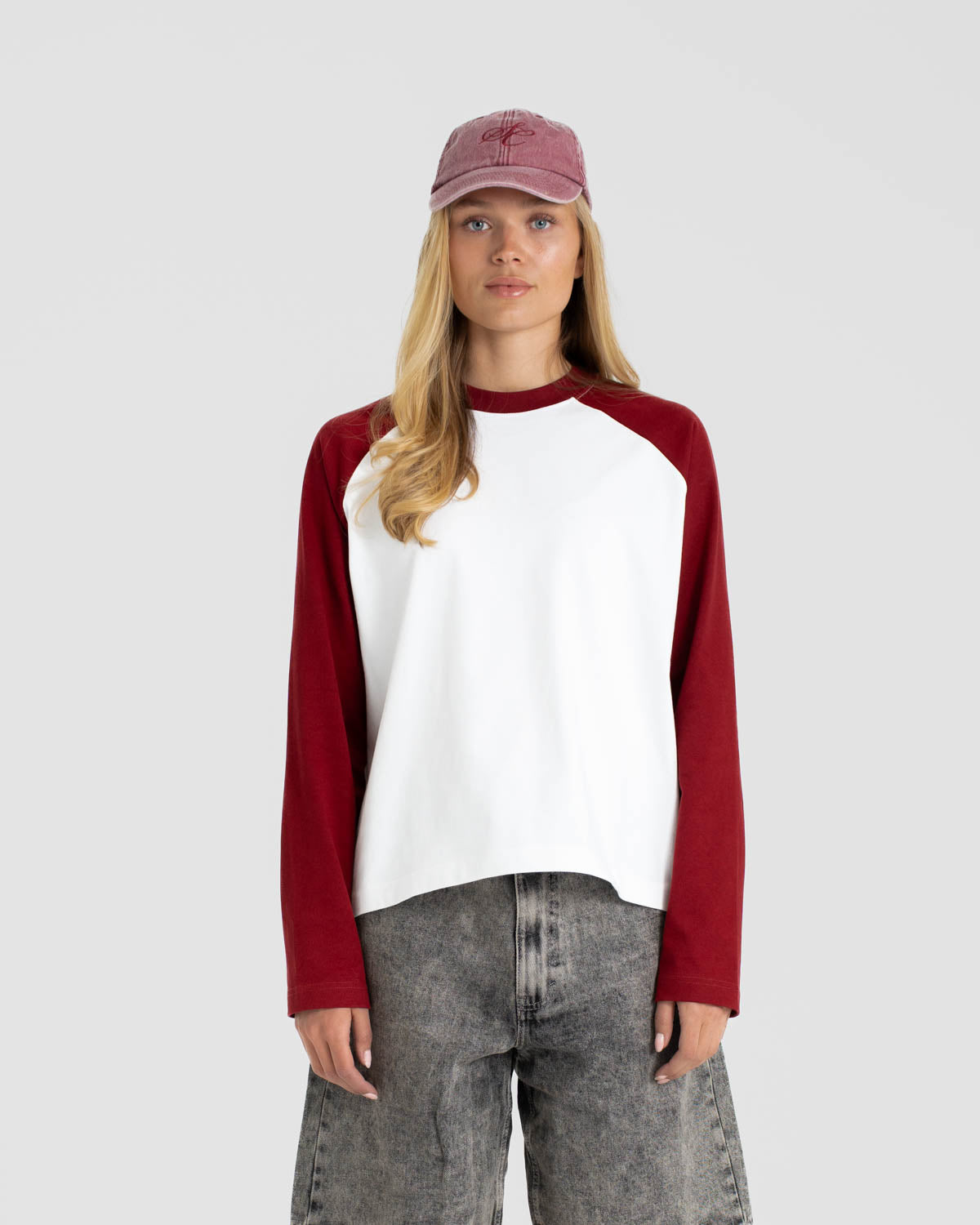 Raglan Longsleeve T-shirt White/Bordeaux